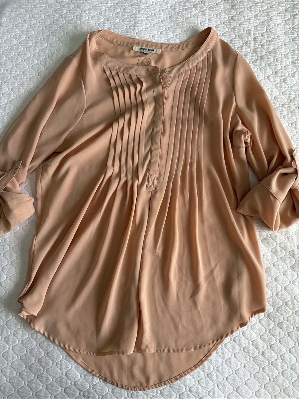 Pink/Peach Pintuck Tunic Blouse
